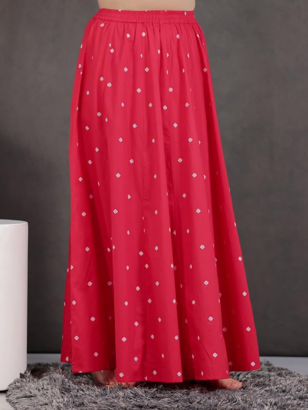 Aramya Soft Cotton Red Geometric Print Festival Wear Skirt for Women (TP4793B-XL)