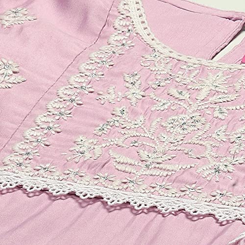 BIBA Cotton Girl Solid Straight Kid Salwar Suit Set(Kw5201_Lilac_5)