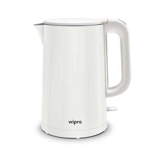 wipro ABS Elato BK210 Cool Touch Double Layer Electric Kettle, 1.5 Litres, Anti-Rust Shield, Super Fast Heating, 3X Protection-Overheating, Dry Boil & Auto Shut-Off,1000 Watts, 2 Years Warranty, White