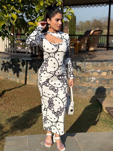 Tandul Women's Cotton Blend Regular Sleeves Multicolor Dress - Maxi/Full Length Animal Print Fashion Medium Size for Office, Casual, Festive & Party (12368)