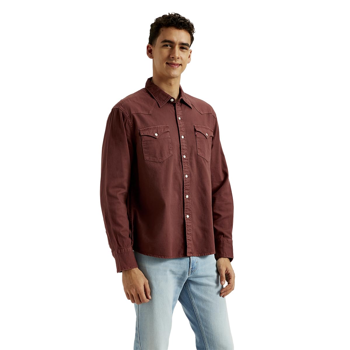 Levi's Men's Solid Dyed Slim Fit Shirt Brown