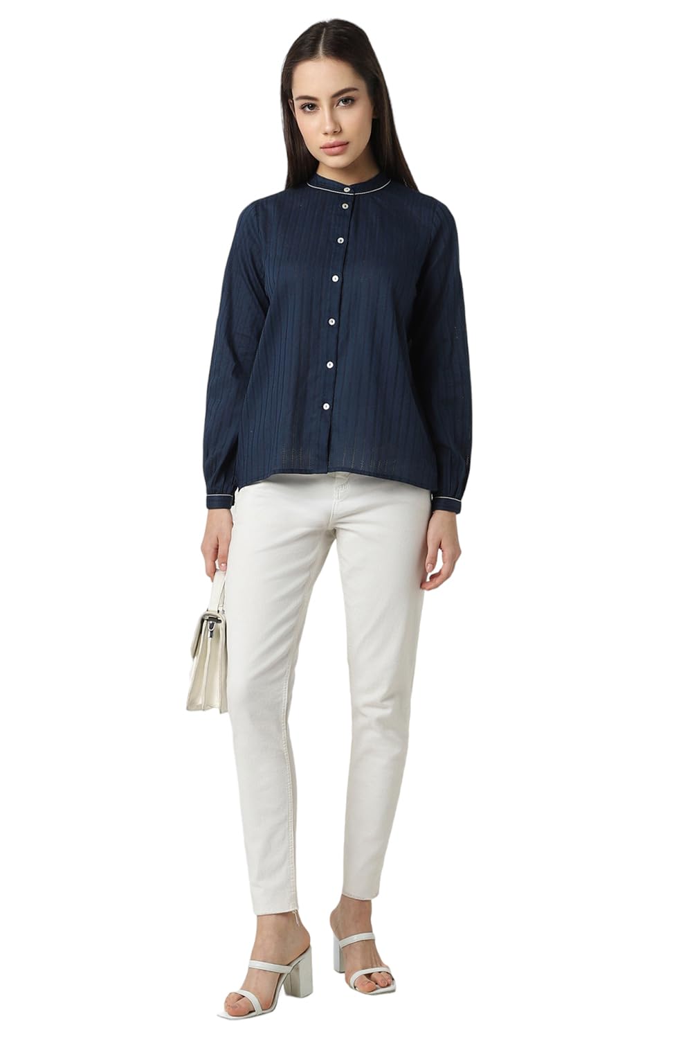 Van Heusen Women's Regular Fit Shirt (VWSFNRGP431176_Navy