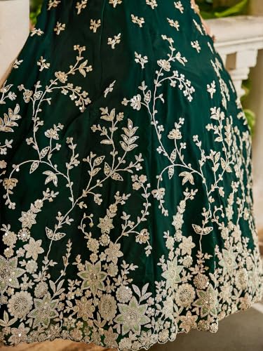 Zeel Clothing Women's Zari Sequins Embroidered Work Rangoli Silk Lehenga Choli With Dupatta (5139-Green-Women-Lehenga-Choli; Free size)