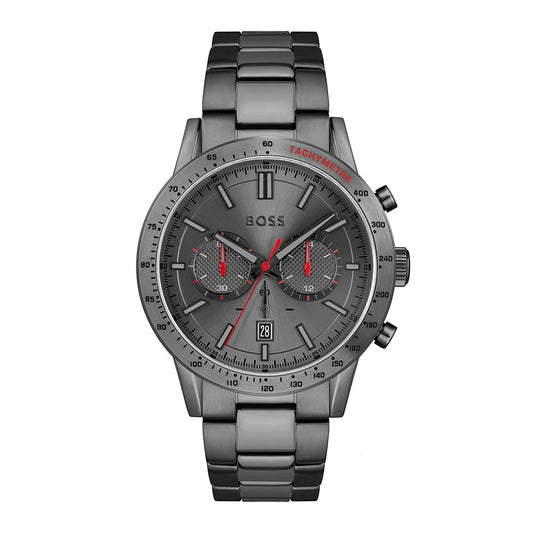Hugo Boss Stainless Steel Boss Allure Analog Gray Dial Men Watch-1513924, Gray Band