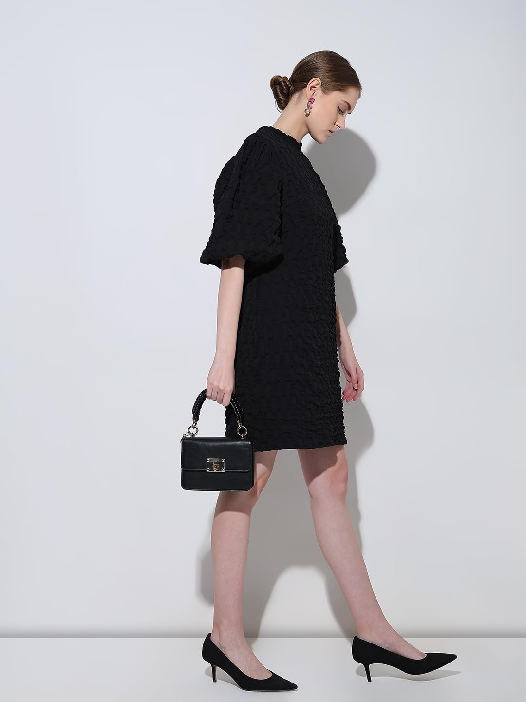 VERO MODA Women's Polyester Sheath Above The Knee Dress (10318285 Black
