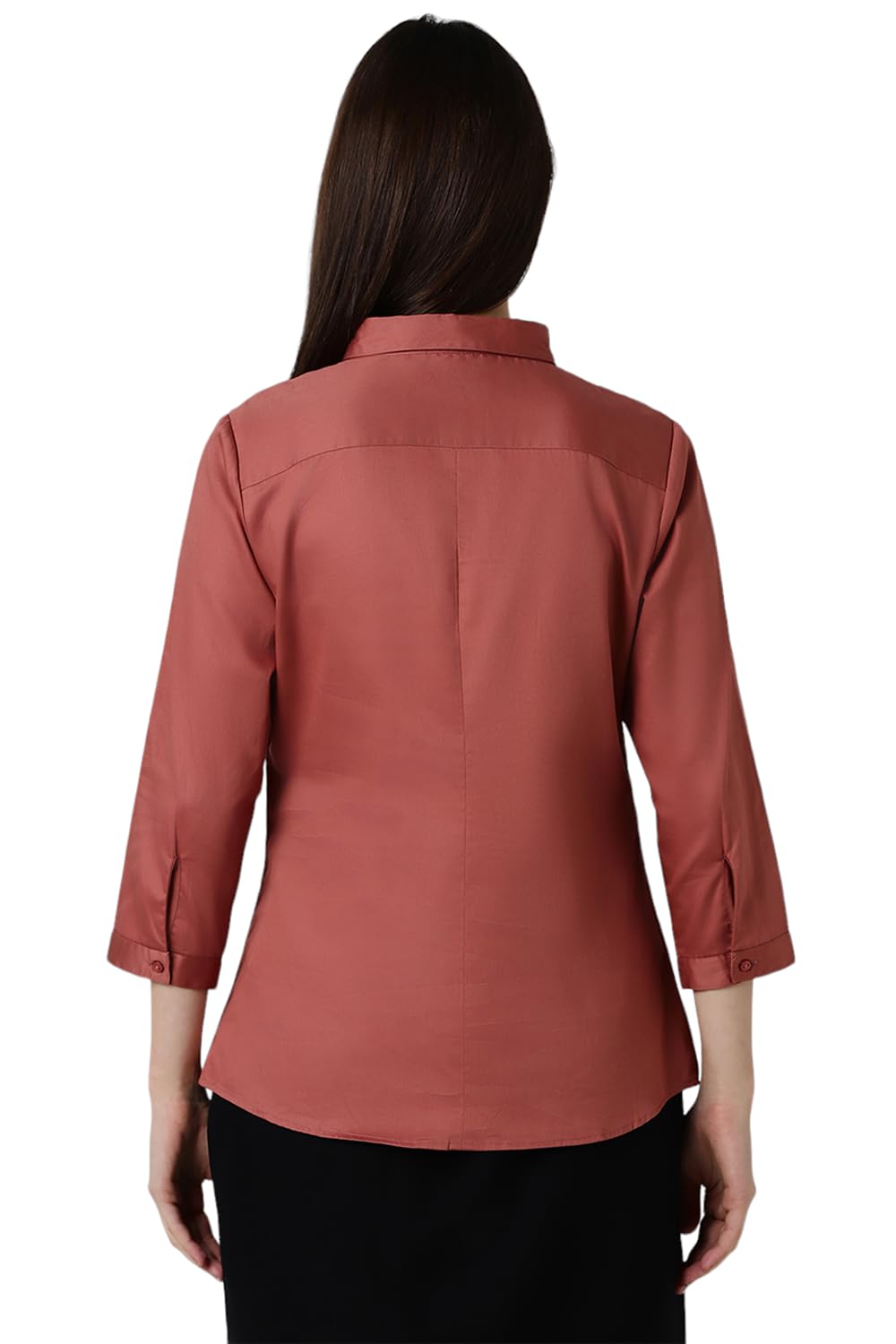 Van Heusen Women's Cotton Regular Fit Shirt (Vws4Crgfo12560_Peach S)