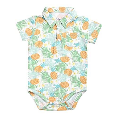 Hawaiian Breeze Short-Sleeved Bamboo Romper (3-6 Months)