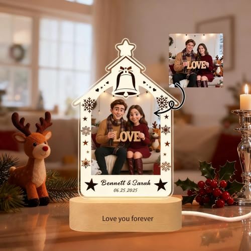 CRAFTY MARVELS Personalized Photo Lamp, Night Light Plaque,Couple, Anniversary, Christmas Gift, Custom Led Night Light, Gift for Her Him Family Friends, 5x7 inch