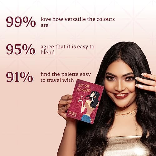 Typsy Beauty 12 shades Sip Sip Hooray Wine Eyeshadow Palette I Highly Pigmented I Soft & Blendable Formula with Mattes, Mettalics & Foils I Bridal & Occasion wear I Formulated in Italy I 24g