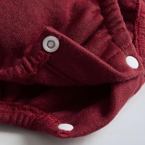 Hopscotch Girls Maroon Full Sleeves Oversized Bow Applique Onesie For Age (18-24 Months)