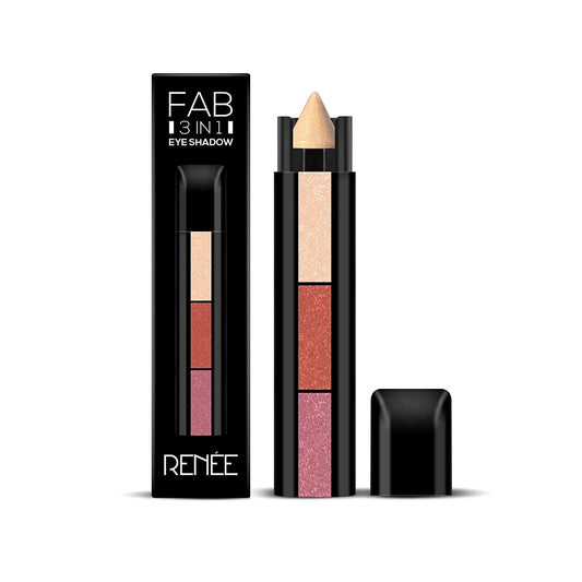 RENEE Fab 3 in 1 Eyeshadow 4.5gm - Highly Pigmented 3 Shades in 1 Stick, Adds Dimension and Intensity With Shimmery Finish, Enriched With Vitamin E