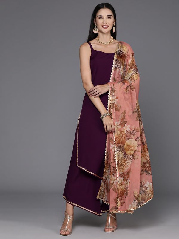 Ahalyaa Women's Polyester Kurta Set (AHKUDUPZ-COMBO-701-SS-25_Burgundy