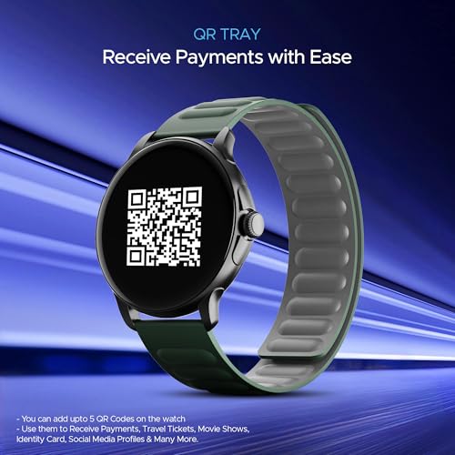 boAt Lunar Oasis w/TBT Navigation, QR Tray, Watch Face Studio, Bluetooth Calling, Emergency SOS 1.43" (3.6 cm) AMOLED Display Fitness Smart Watch for Men & Women(Olive Green)