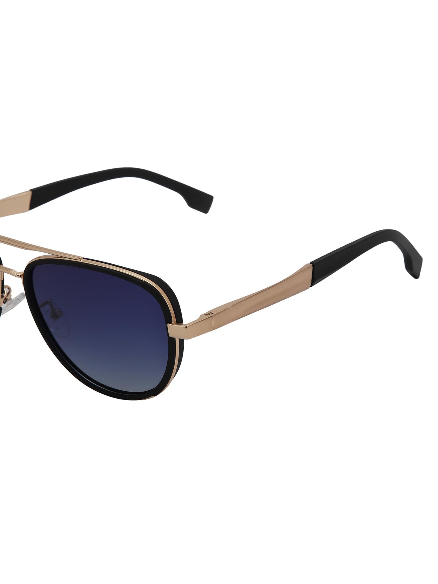Carlton London Unisex Premium Rose Gold & Black Toned Blue UV with Polarised Lens Aviator Sunglass