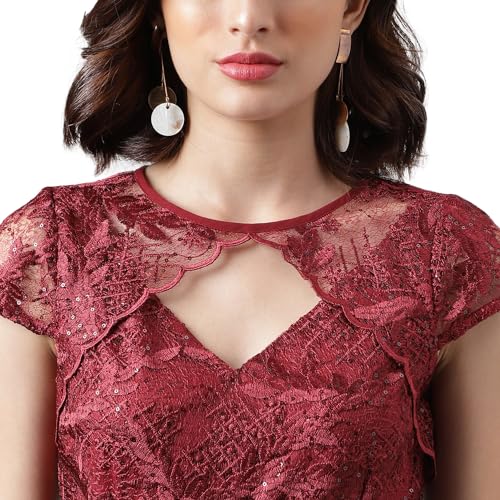 Latin Quarters Women Maroon Sequinned Dress