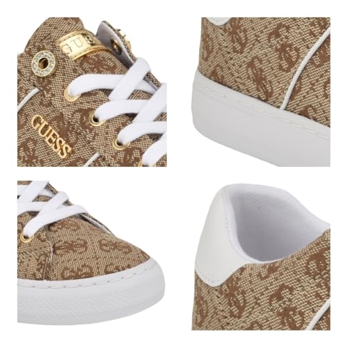 GUESS Women's Loven Sneaker, Medium Brown 219, 5 UK