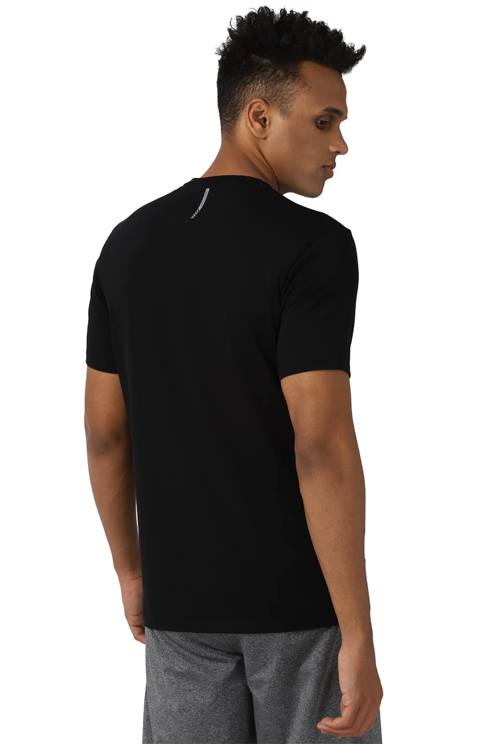 Van Heusen Flex Men's Graphic Slim Fit T-Shirt (VFKCAATFT55310_Black XL)