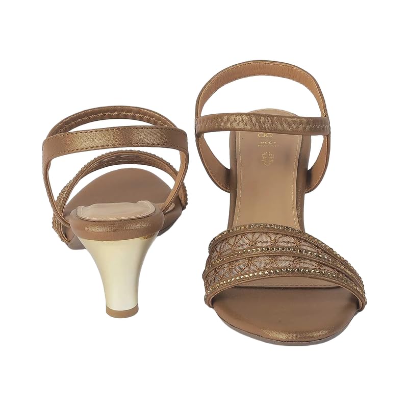 tresmode Glitz Women's Bronze Dress Heel Sandals in Size 4 UK / 37 EU