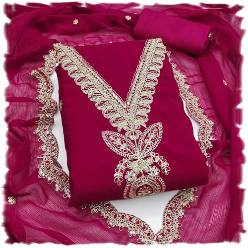 Leeli Peeri Designer Women's Soft Silk Embroidery Unstitched Salwar Suit Dress Material