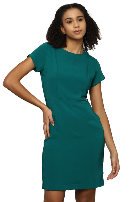 Allen Solly Women's Polyester Modern Mid-Thigh Length Dress (AHDRWRGF868103_Green