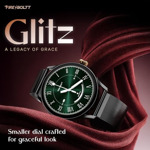 Fire-Boltt Glitz Women Smart Watch with 1.19” AMOLED Display, Bluetooth Calling, Rotating Crown, Always On Display, 1000 Nits Brightness, IP68 Waterproof Midnight Onyx