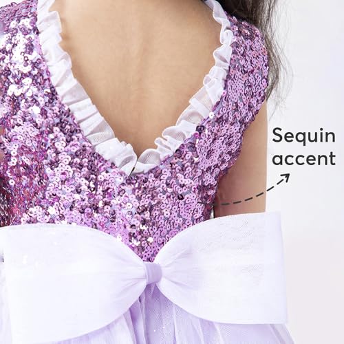Hopscotch Girls Purple Sleeveless Ruffled Sequined Pearl Dress for Age (9-12 Months)
