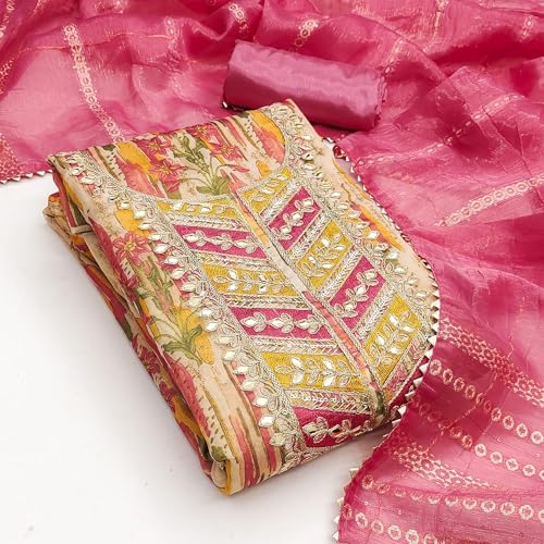 Leeli Peeri Designer Women's Simmer Silk Embroidery Work Unstitched Salwar Suit Dress Material 1256PDM2