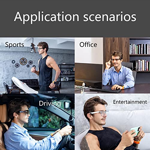 EXCLUZO Smart Glasses, Wireless Glasses HiFi Stereo Stylish Noise Cancellation IPX4 Waterproof Multifunction Prevents Blue Light for Meeting for Gaming
