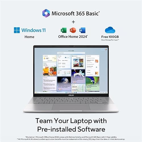 ASUS Vivobook S14 (2026),Intel Core Ultra 5 325 (Series 3),Intel iGPU,16GB RAM,512GB SSD,FHD+ OLED,14"(35.5 cm),Windows 11,M365 Basic(1Y),Office 24,Silver,1.4 Kg,S3407AA-SF059WS,Copilot+ AI Laptop
