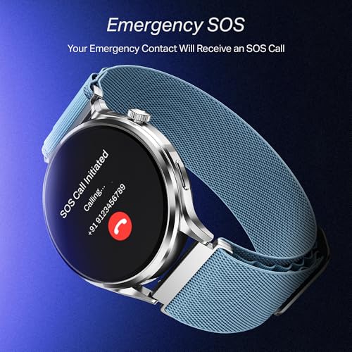 boAt Lunar Discovery Pro, 1.39" Display, Premium Metal Build, Round Dial, Emergency SOS, Functional Crown, Multiple Sports Modes, HR,SpO2 & Sleep Tracking, Smart Watch for Men & Women (Sports Blue)