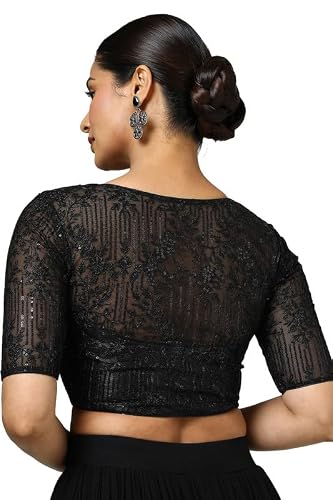 Soch Womens Black Net Embellished Blouse with Sequins