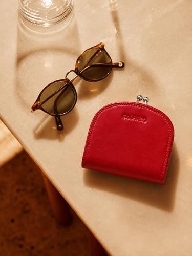 Calfnero Women’s Genuine Leather Coin Purse Wallet | Compact Kiss Lock Coin Pouch with Snap Closure, Mini Change Purse for Coins, Cash & Small Essentials