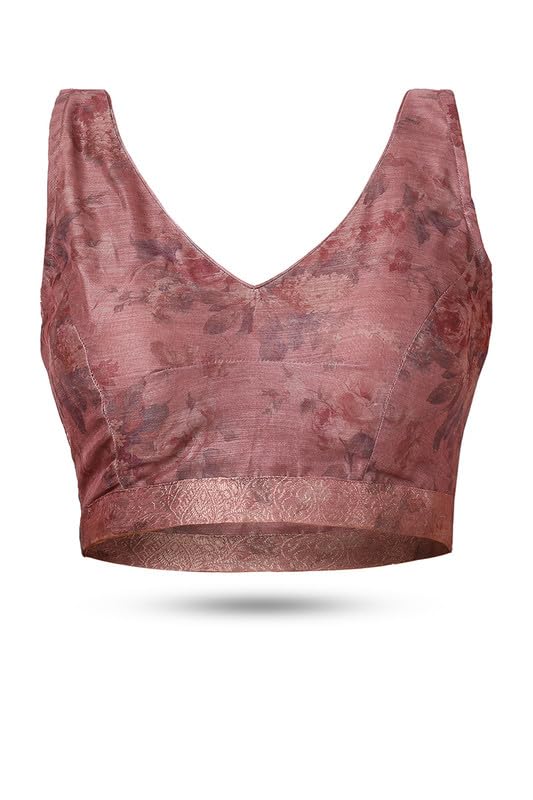 Soch Womens Earth Chanderi Floral Print Saree With Tassels