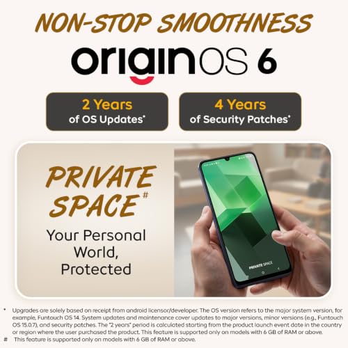 iQOO Z11 Lite 44W 5G (Solar Flame, 6GB RAM, 256GB Storage) | 6500mAh Battery with 44W Fast Charging* | Dimensity 6300 with 579k+ AnTuTu Score* | OriginOS 6.0 with AI Creation* & Private Space*