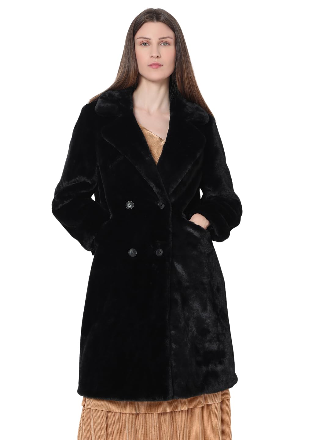 Vero Moda Women's Relaxed Fit Black Coat