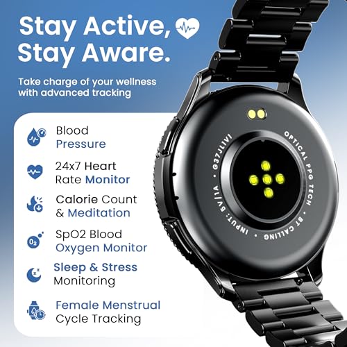 GOBOULT Newly Launched Pyro Smartwatch 1.43'' AMOLED Screen, BT Calling 5.3, 600 Nits Brightness, IP68, 150+ Watchfaces, 120+ Sports Modes, AI Voice Assistant, SpO2 Monitoring (Charcoal Black)