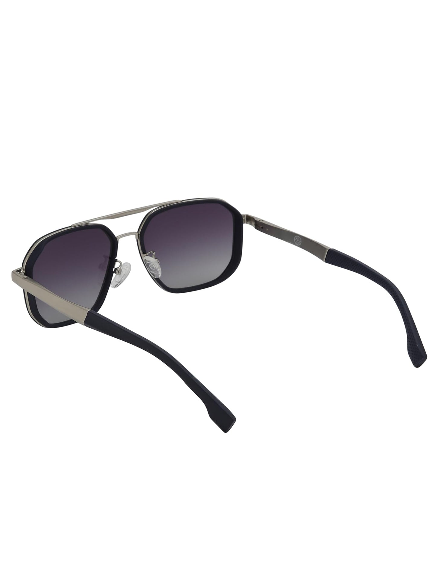 Carlton London Unisex Premium Silver & Blue Toned Grey UV with Polarized Lens Square Sunglass