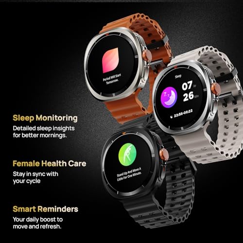 Fire-Boltt Axiom Round Smart Watch 1.43″ Super AMOLED Display with Always‑On Mode, Bluetooth Calling, Rotating Crown, SPO₂ & Heart Rate Monitor, IP67 Waterproof Silicone Smartwatch for Men - White
