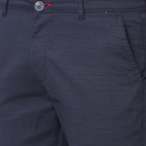 Giordano Men's Mid Rise Slim Fit Regular Length Solid 4 Pockets Navy Blue Chinos Trouser