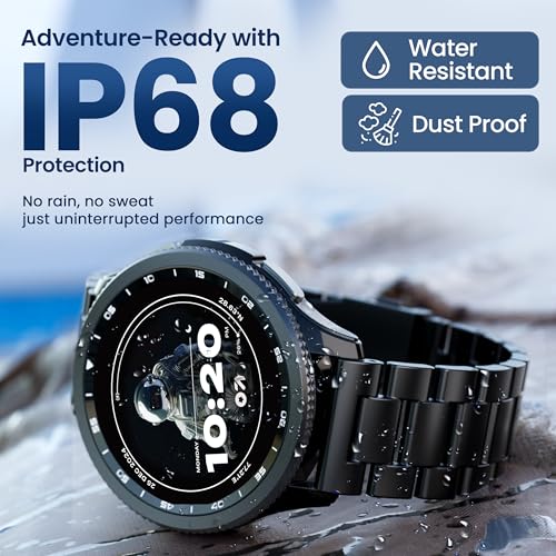 GOBOULT Newly Launched Pyro Smartwatch 1.43'' AMOLED Screen, BT Calling 5.3, 600 Nits Brightness, IP68, 150+ Watchfaces, 120+ Sports Modes, AI Voice Assistant, SpO2 Monitoring (Charcoal Black)