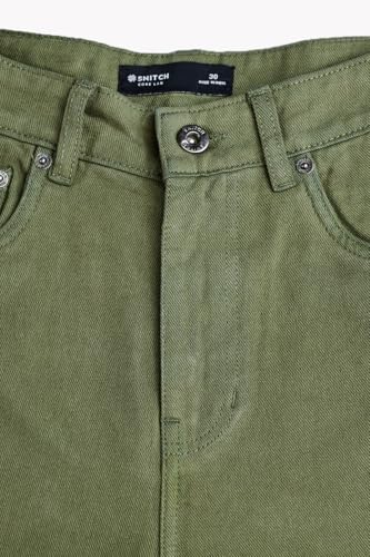 SNITCH Men Jeans | Relaxed Baggy Fit Wide-Leg Design | Durable 100% Cotton Woven Fabric with Light Fading | Perfect for Casual & Street Wear |Olive