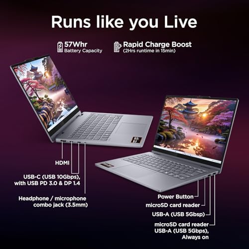 Lenovo IdeaPad 5 2-in-1 AMD Ryzen AI 5 330 (16GB RAM/512GB SSD/14 (35.5cm)/WUXGA IPS/Copilot+PC/Windows 11/Office 2024/Lenovo Digital Pen 2/1Yr ADP/Grey/1.6Kg), 83KT008AIN Convertible Laptop