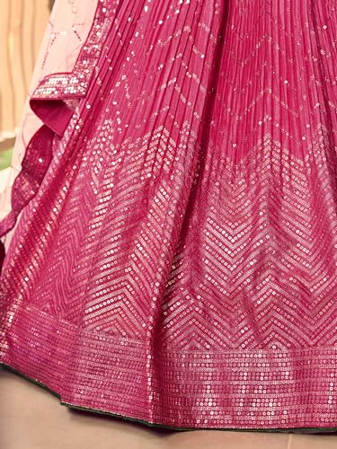 Zeel Clothing Women's Zari & Sequins Embroidered Art Silk New Semi-Stitched Lehenga Choli With Dupatta (5057-Pink-Womens-Lehenga-Choli-Latest; Free Size)