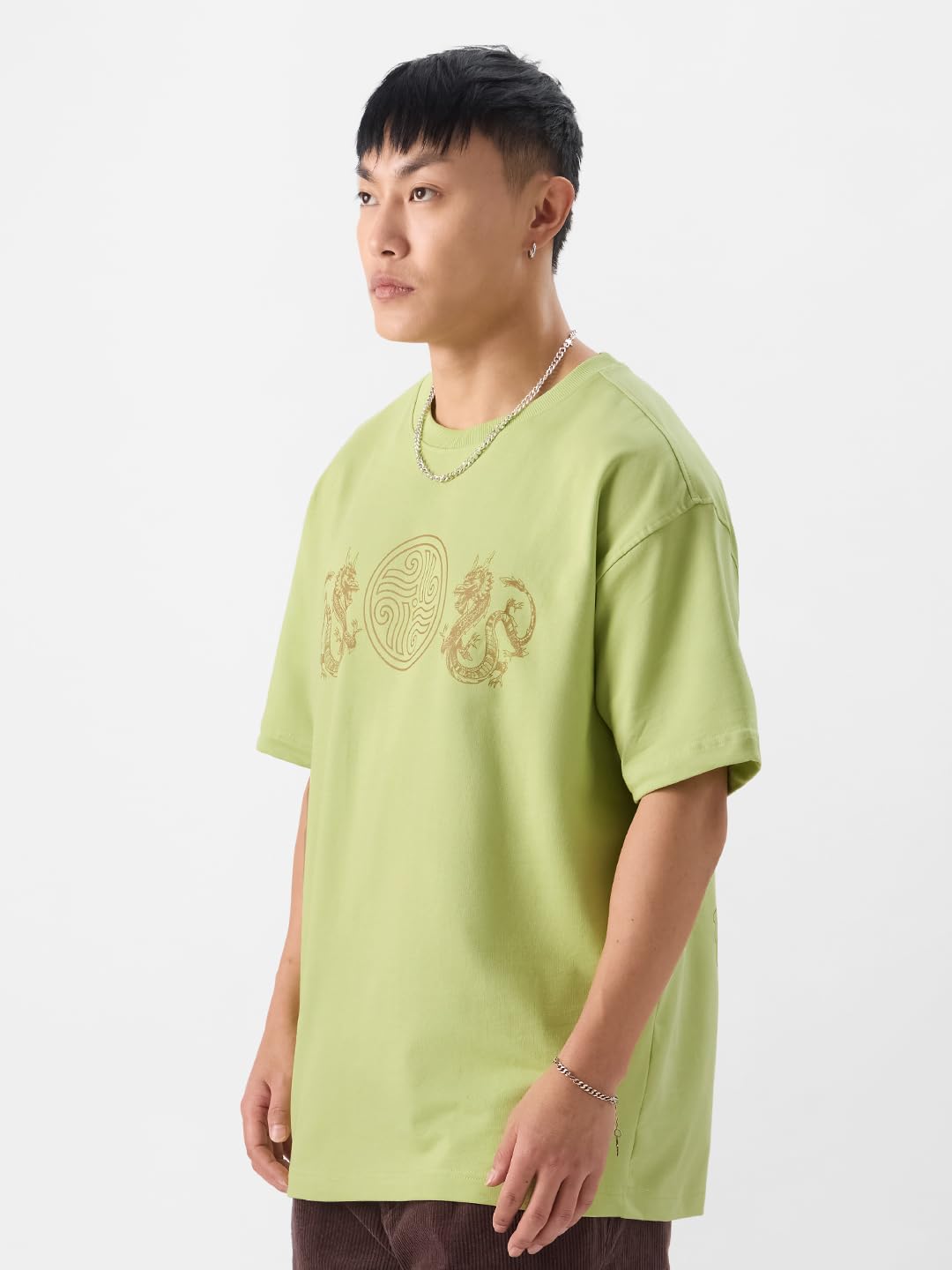 The Souled Store Avatar: Make Tea Not War Oversized T-Shirts Green