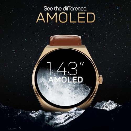 Fire-Boltt Phoenix Nova Smartwatch 1.43” Slim Super AMOLED Display 466x466 Pixel Always-On Display Bluetooth Calling, Health Tracker for Men & Women Chestnut Leather
