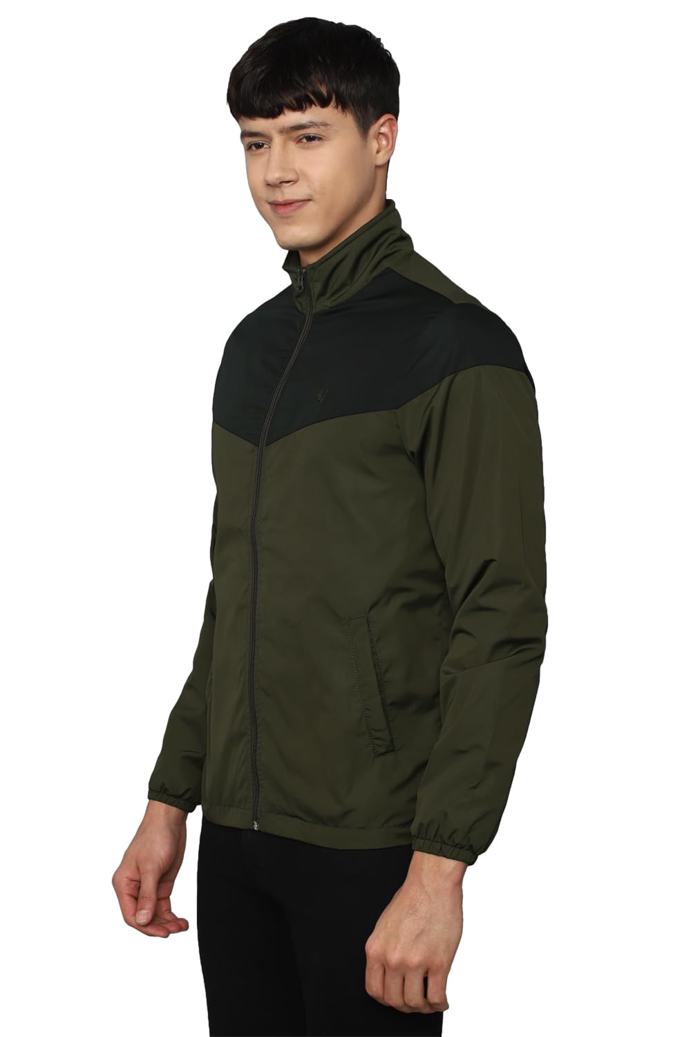 Allen Solly Men Green Patterned Full Sleeves Casual Jacket