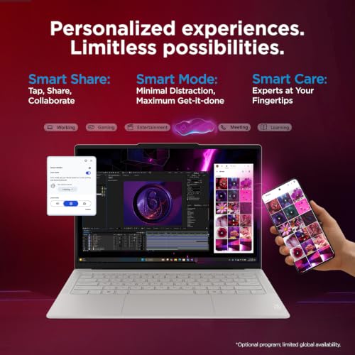 Lenovo Yoga Slim 7 Ultra Aura Edition Intel Evo Core Ultra X9 378H (32GB RAM/1TB SSD/14 (35.5cm)/2.8K WQXGA+ POLED/Copilot+ PC/Windows 11/MSO 365 Basic+Office24/Seashell/975g), 83QK00A4IN