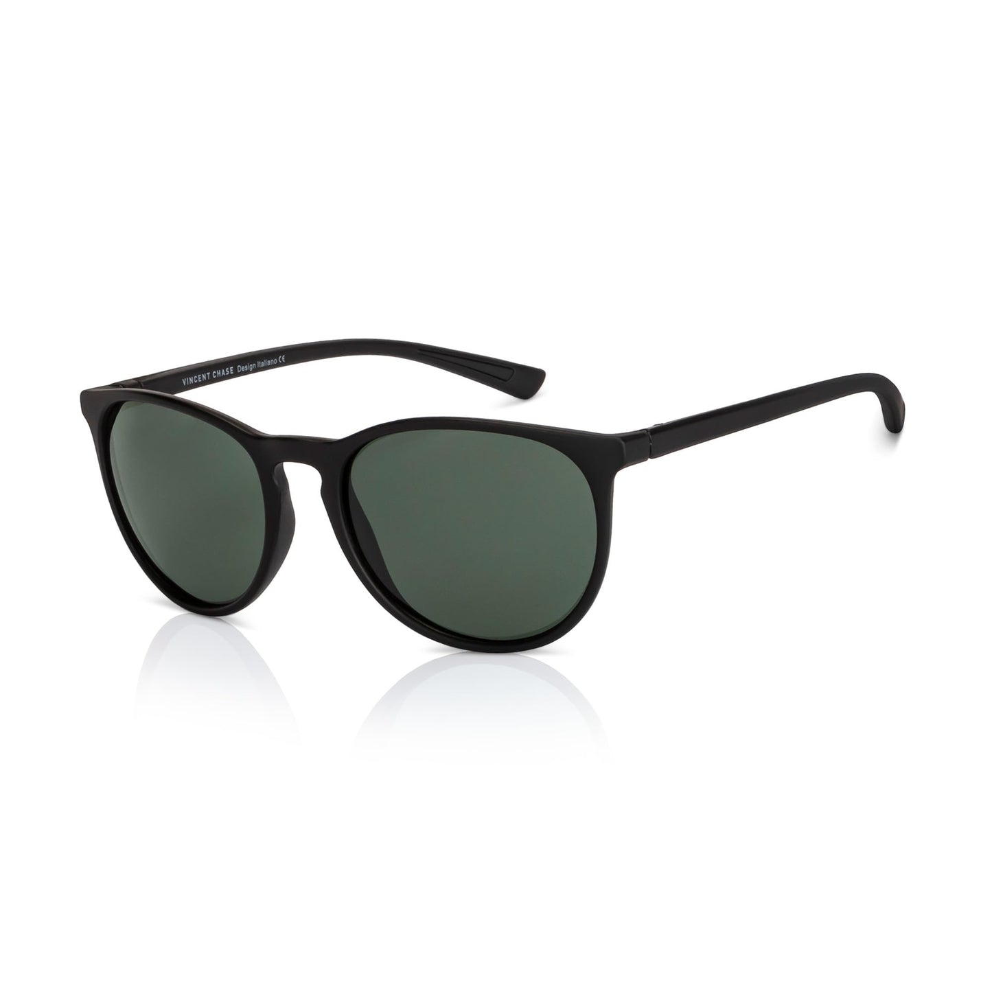 Vincent Chase By Lenskart | Black Full Rim Round | Polarized Stylish Sunglasses | 100% UV Protected | For Men & Women (Wide, VC S14460)