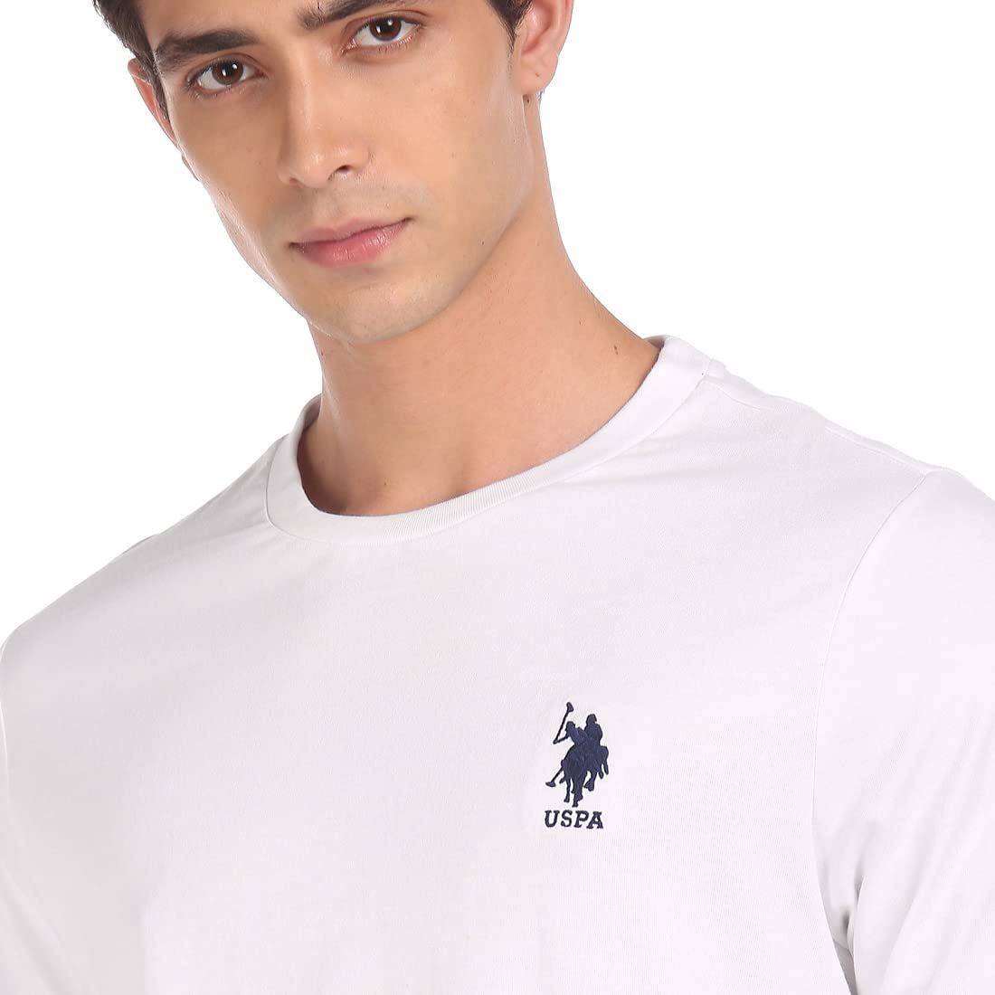 U.S. POLO ASSN. Men Pure Cotton Long Sleeve Solid I693 T-Shirt - Pack of 1 (White L)
