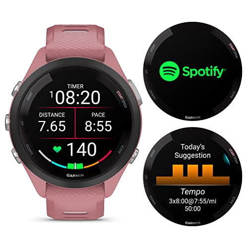 Wearable4U Garmin Forerunner 265S Music GPS Running 42 mm Smartwatch, Pink with AMOLED 1.1in Touchscreen Display E-Bank Bundle, Pink +E-bank